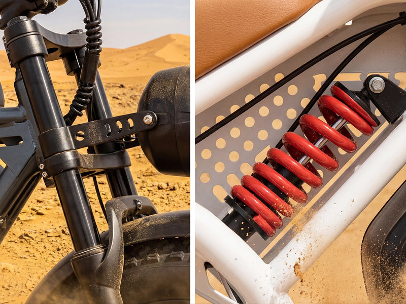 QS7 front fork and rear coil spring shock
