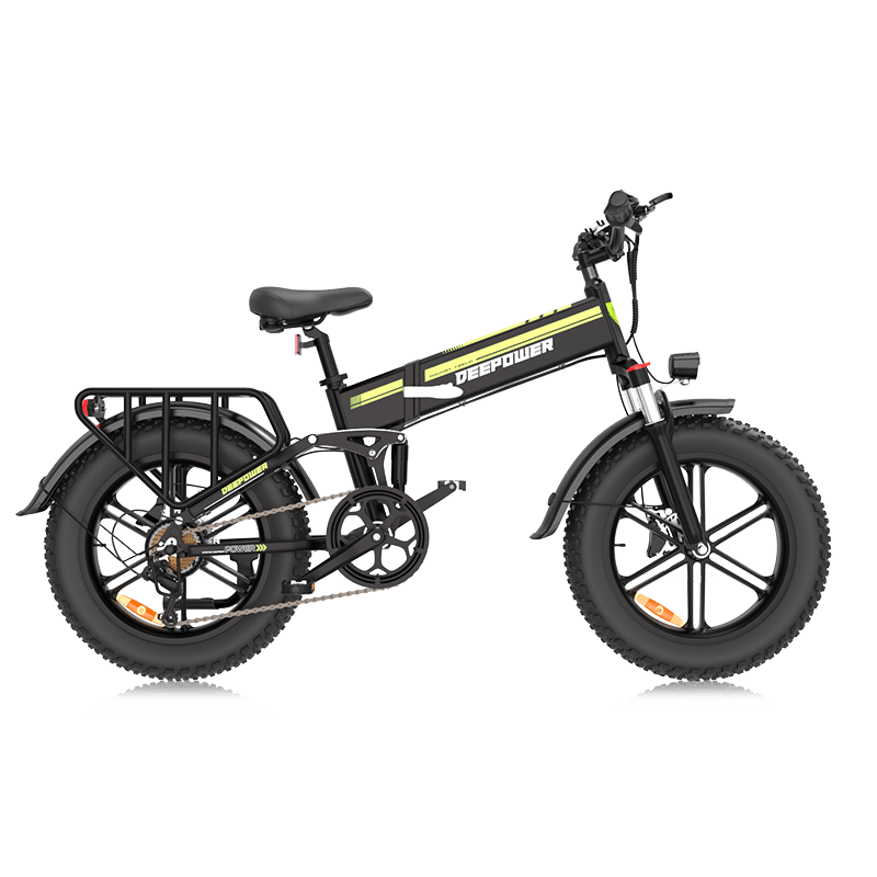 Bicicletă electrică pliabilă pentru orice teren Deepower H20Pro, cu anvelope late și portbagaj spate